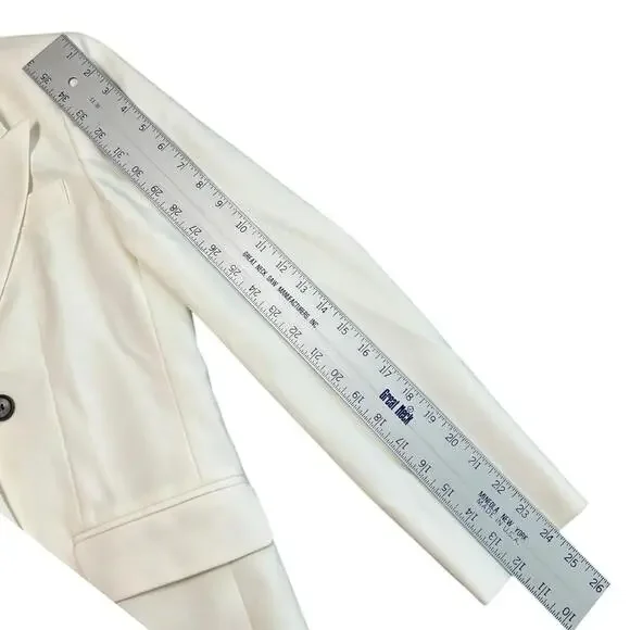 Madewell Blazer Womens Winter White Tuxedo Double Breasted Peak Lapel NT118 Sz 4 - Picture 8 of 12
